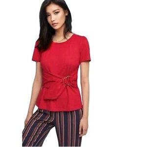 MAEVE Anthropologie Dakota Belted Wrap Top in Red